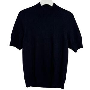 Maeve Mock Neck Plus Size Short Sleeve Sweater Women 2X Black Quite Luxury